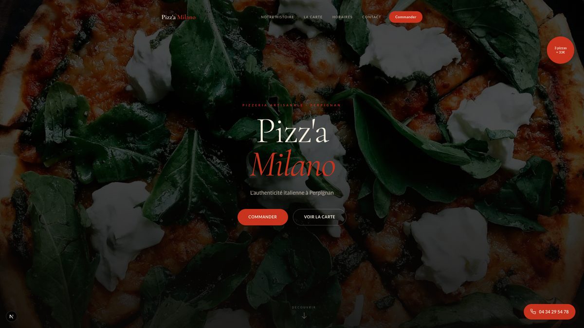 Pizz'a Milano — Site restaurant Next.js GSAP